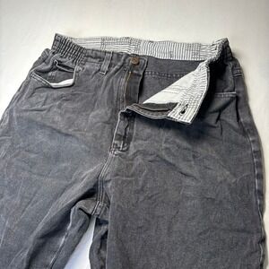 VTG 90s Lee Jeans Womens 14 M 32x32 Black High Waisted Stretch Tapered Leg USA